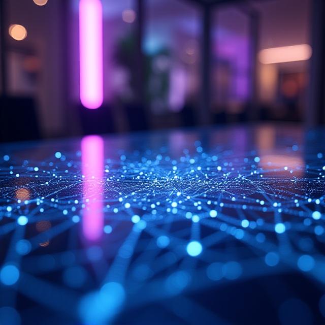 Digital data visualization showing professional business insights and neural network patterns