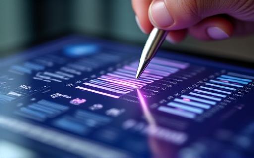 Close up of professional tablet displaying complex unified reporting charts